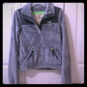 Hollister Gray Fleece Jacket XS EUC